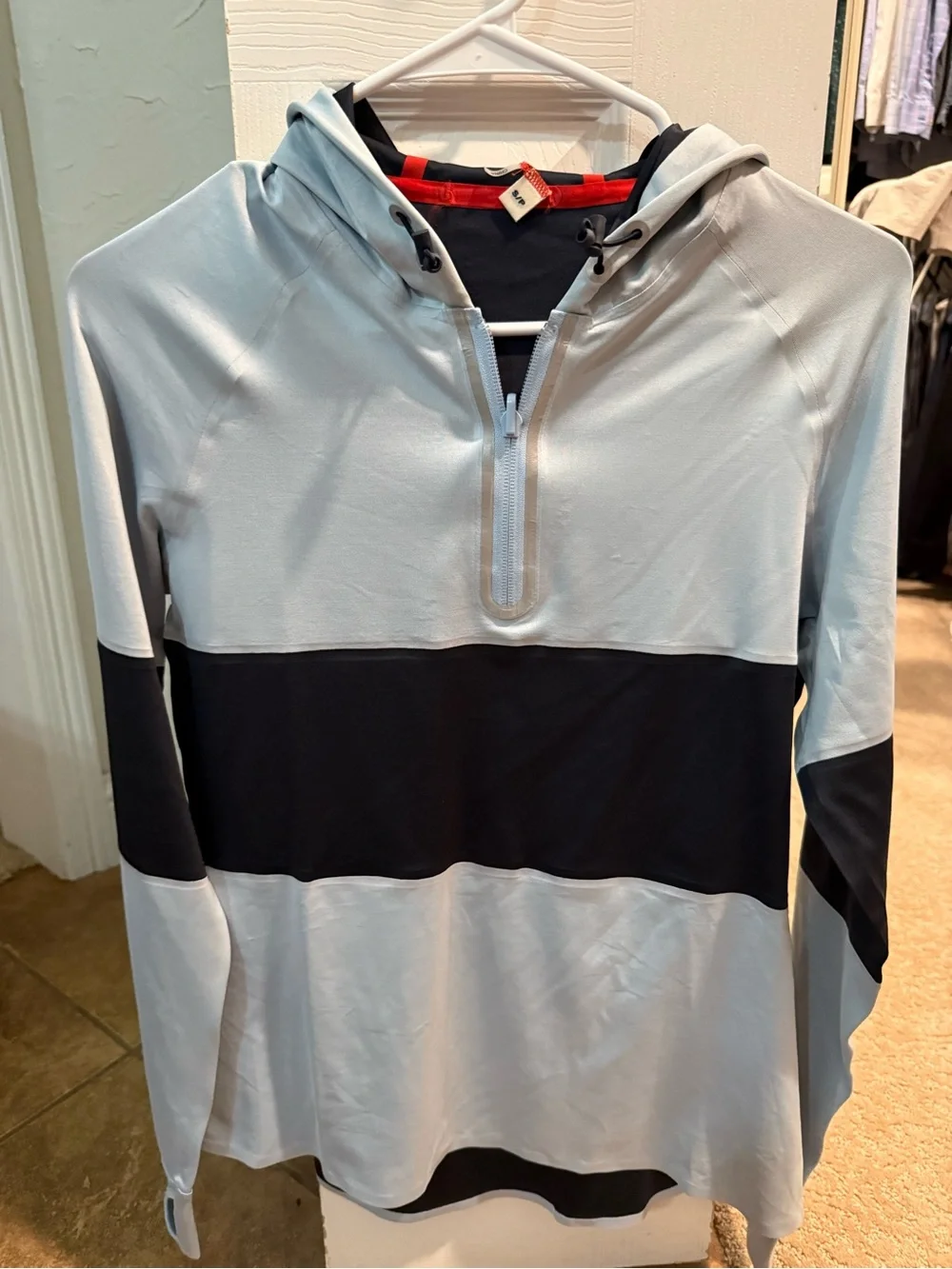 Tory Burch Light blue and navy Half-Zip Hoodie